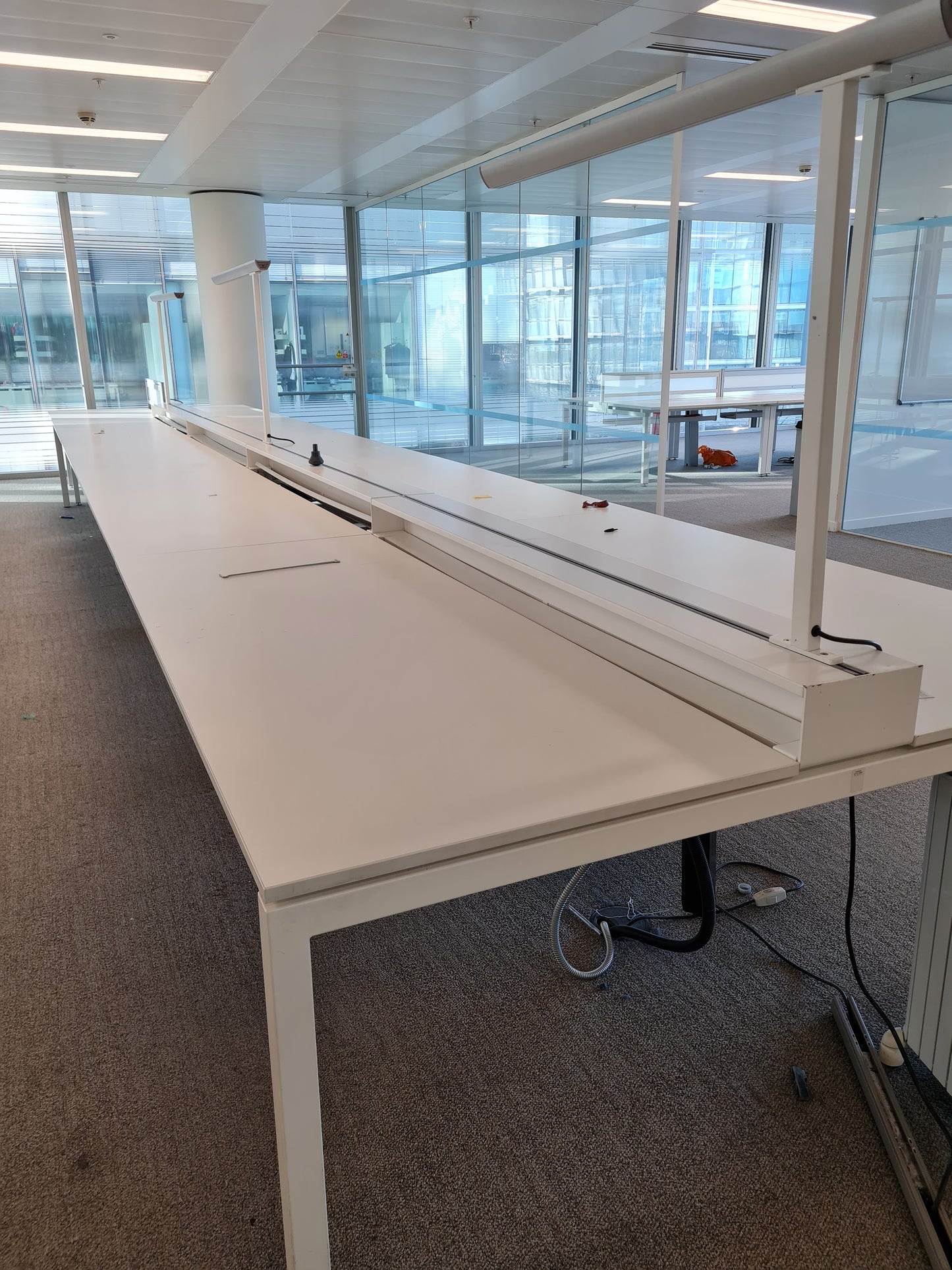 Used Dynamobel Pod bench desk white 200cm x 80cm per desk (4 person pod)