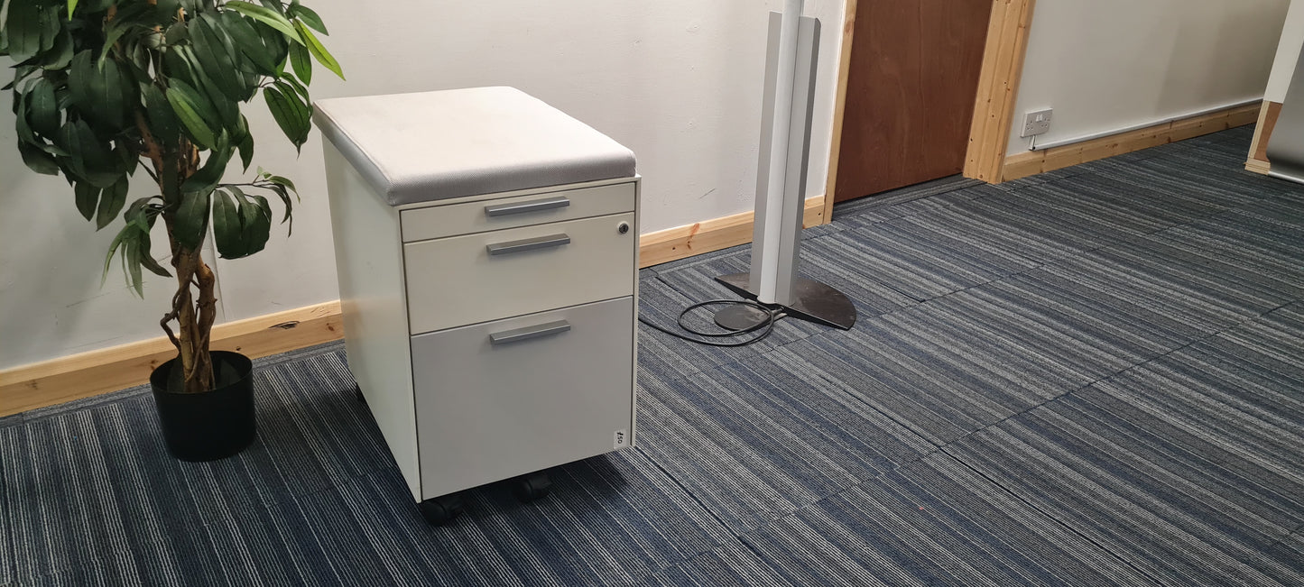 Gloss Office Contrast White / Coloured 3 Drawers Pedestals