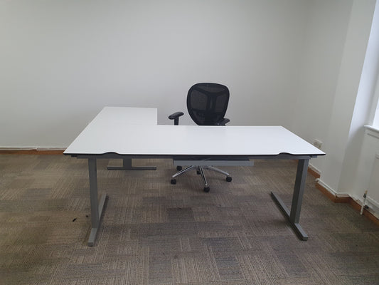 White Corner Office desk and black chair
