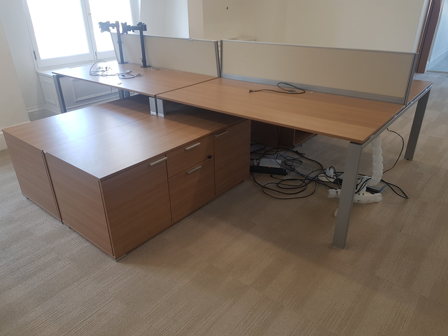 Executive High-Quality 2 person Corner Desk set - with Sideboard Storage