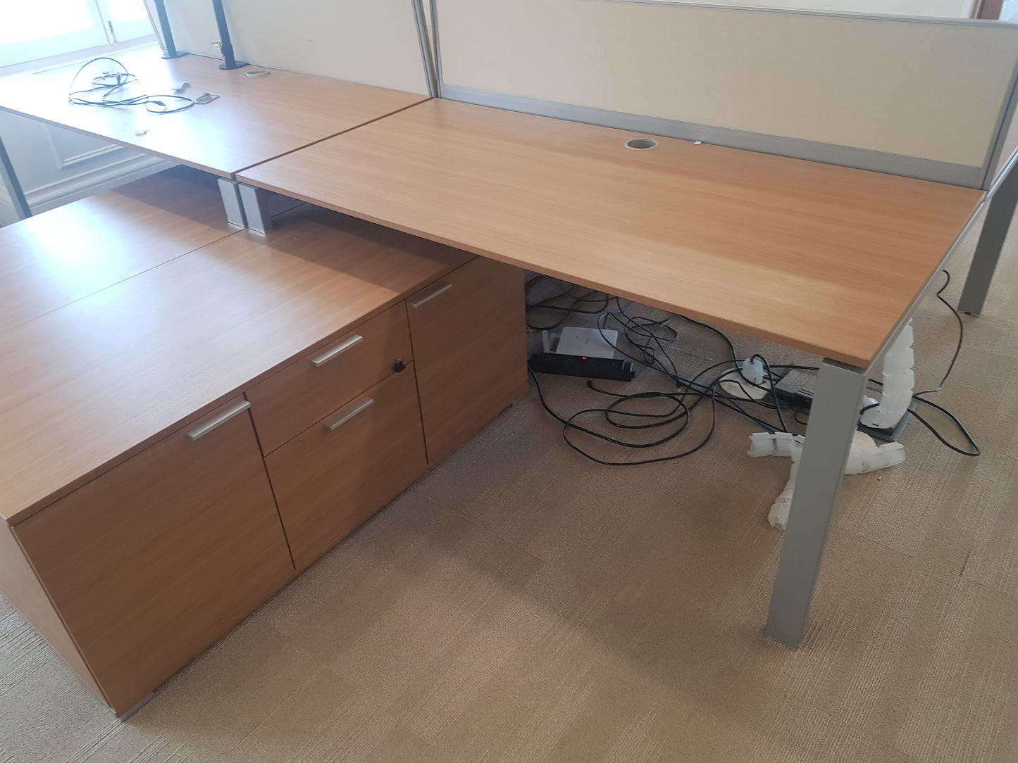 Executive High-Quality 2 person Corner Desk set - with Sideboard Storage