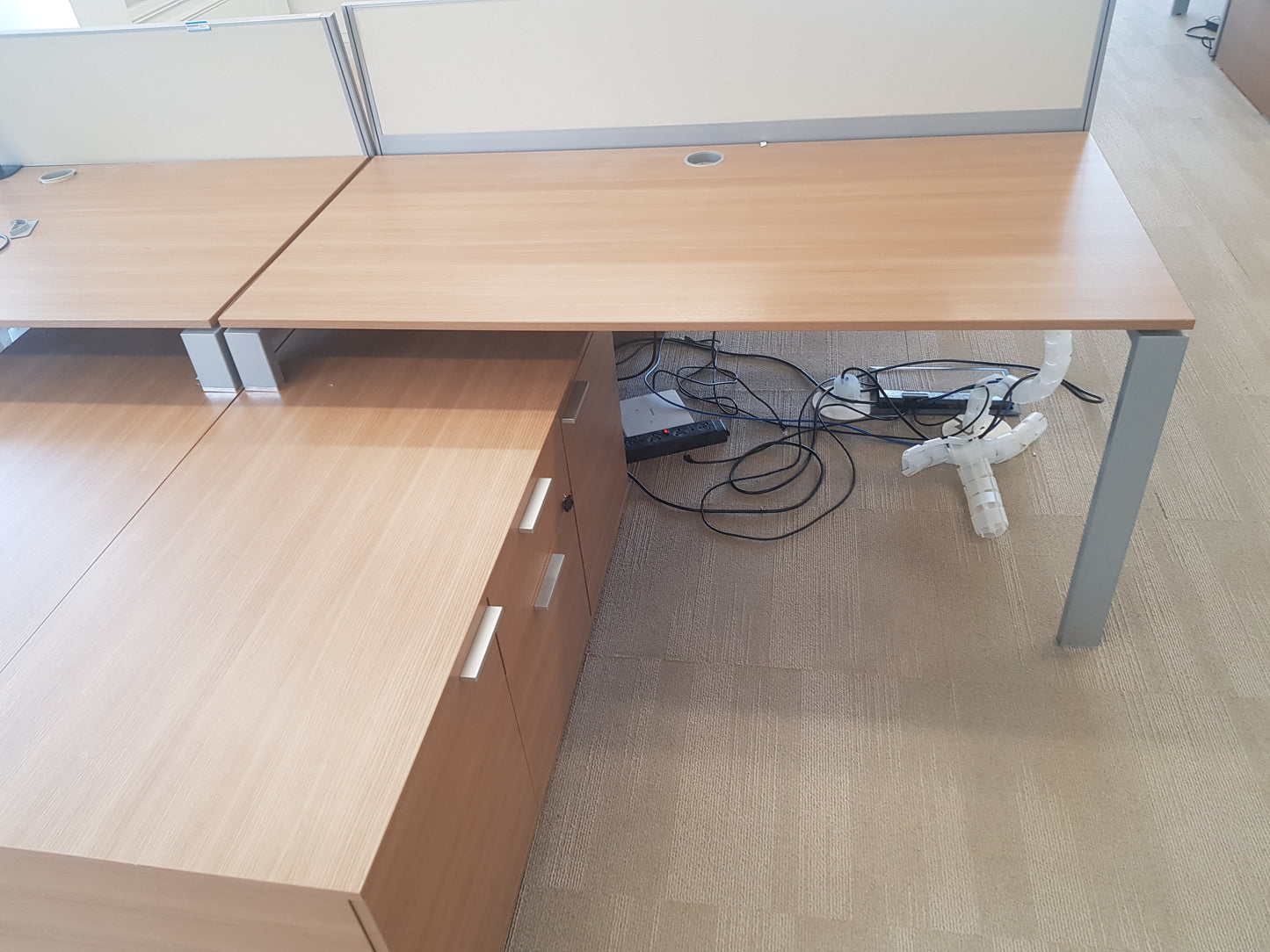 Executive High-Quality 2 person Corner Desk set - with Sideboard Storage
