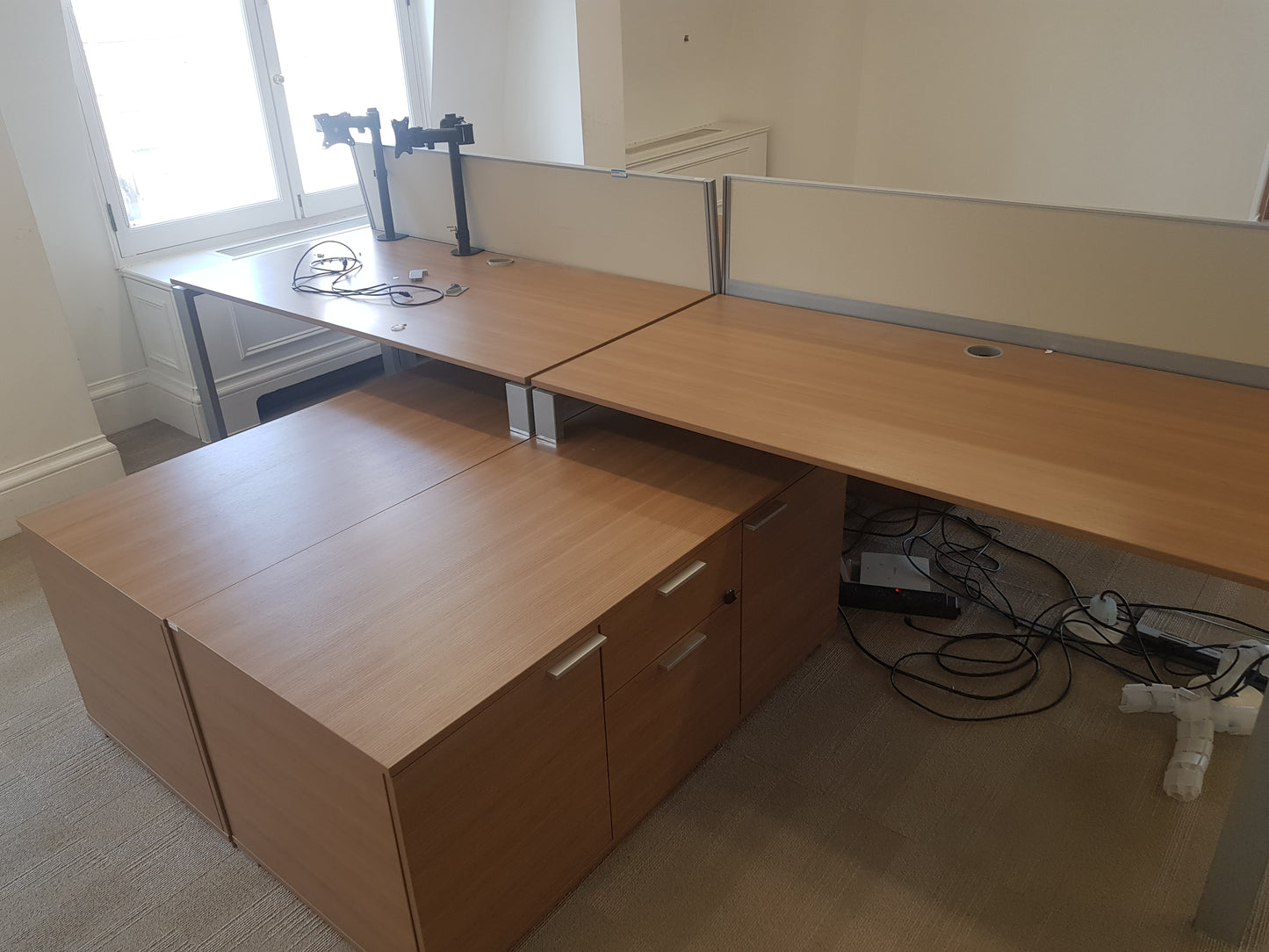 Executive High-Quality 2 person Corner Desk set - with Sideboard Storage