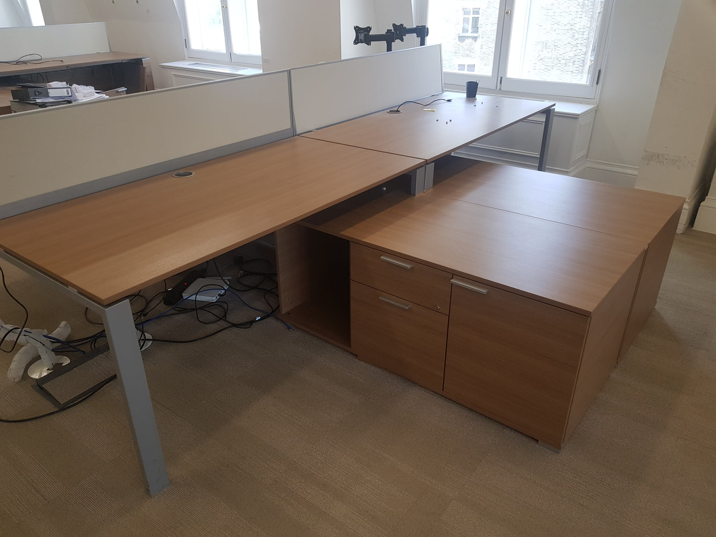 Executive High-Quality 2 person Corner Desk set - with Sideboard Storage