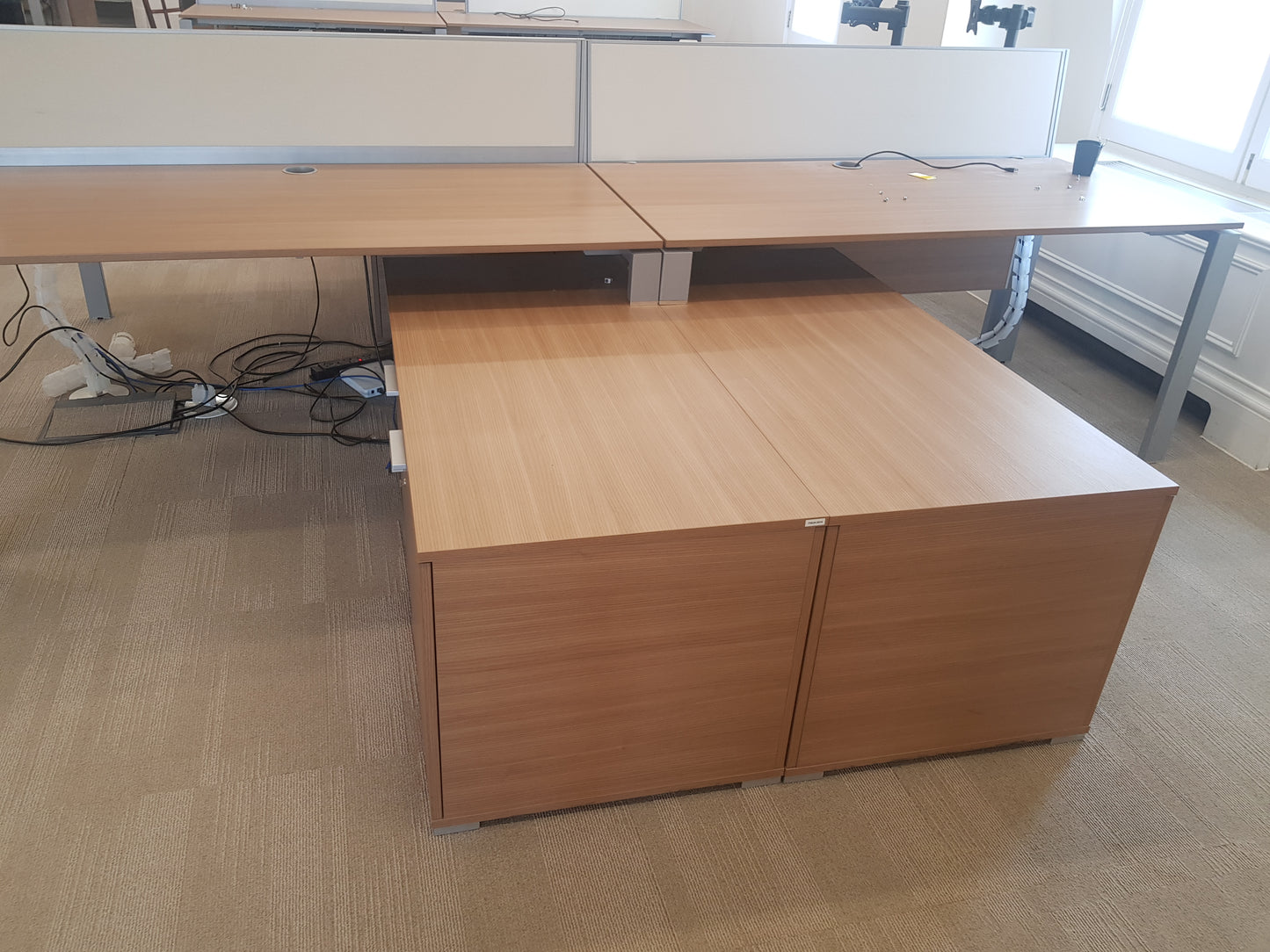 Executive High-Quality 2 person Corner Desk set - with Sideboard Storage