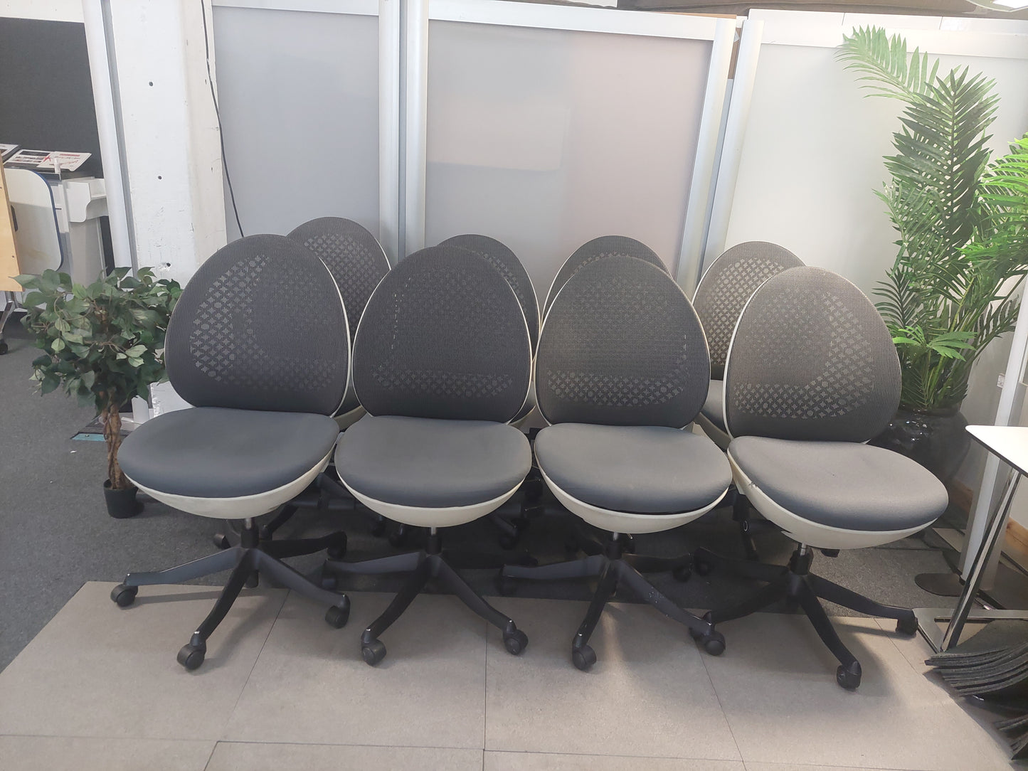 Modern egg-shaped office chair on swivel base £120 each
