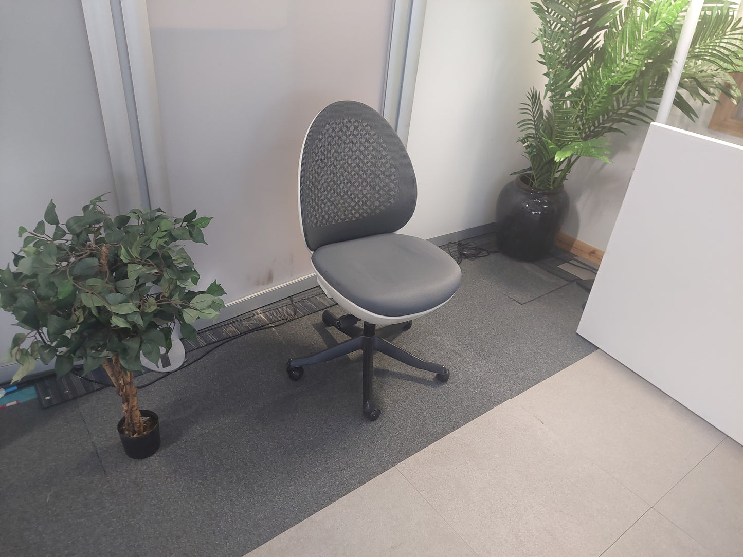 Modern egg-shaped office chair on swivel base £120 each