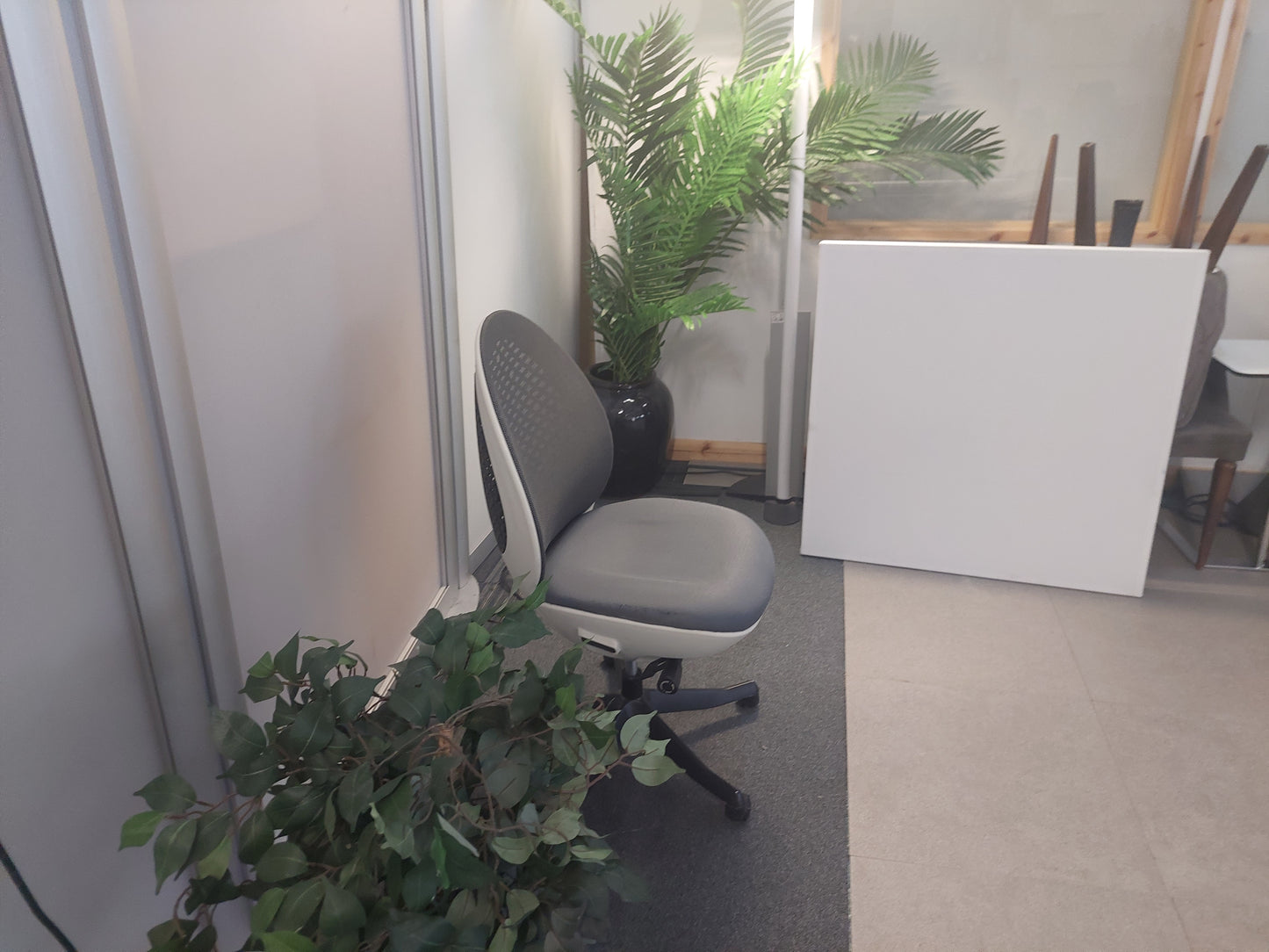 Modern egg-shaped office chair on swivel base £120 each