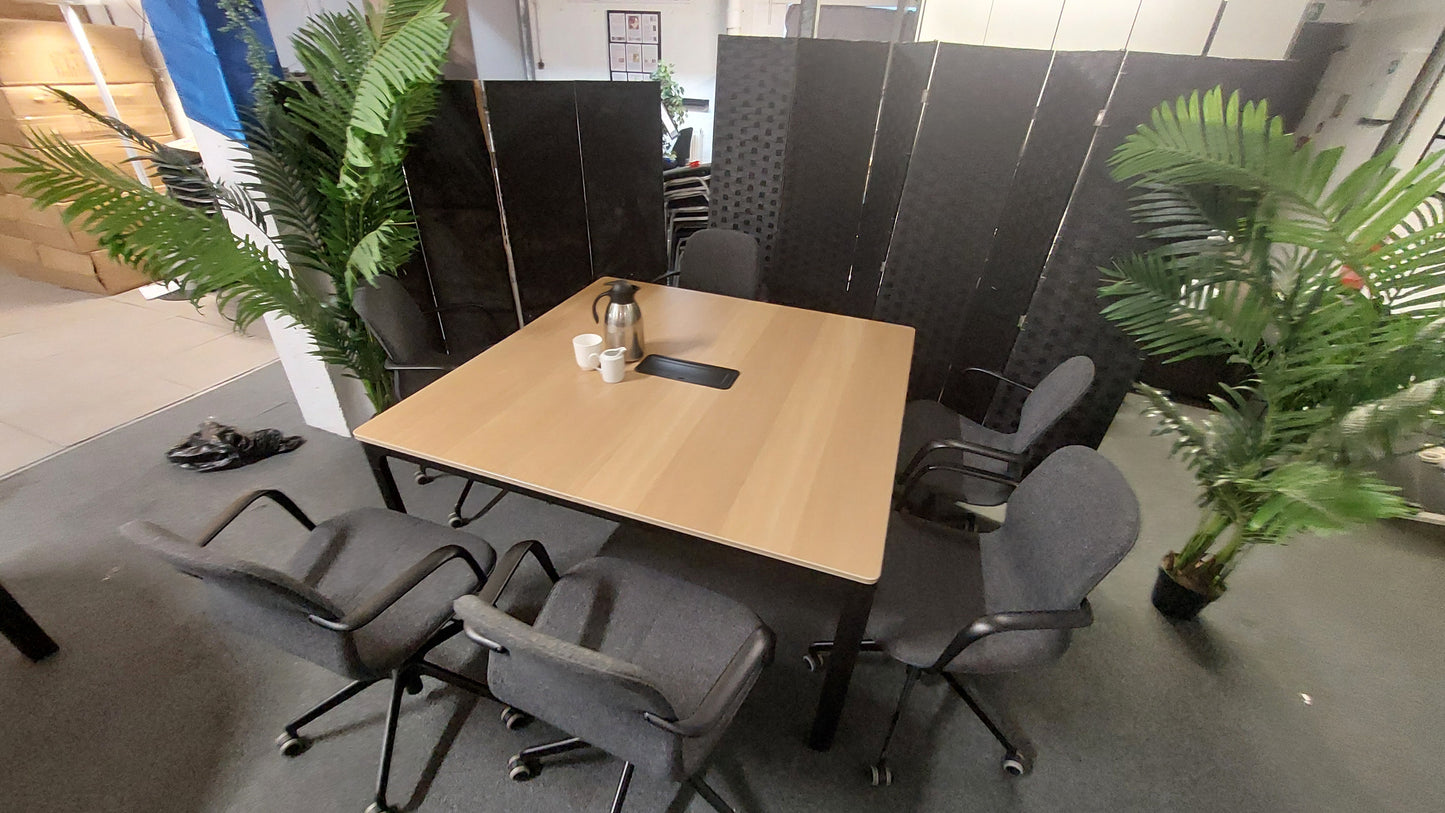 office meeting Boardroom room conference table desk seats six persons 140cm x 140cm