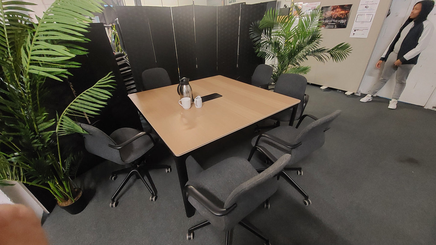 office meeting Boardroom room conference table desk seats six persons 140cm x 140cm