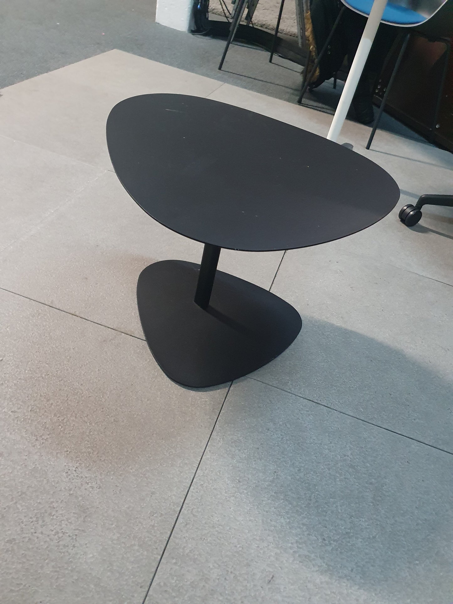 Used coffee side Allermuir Black plecktrum metal table