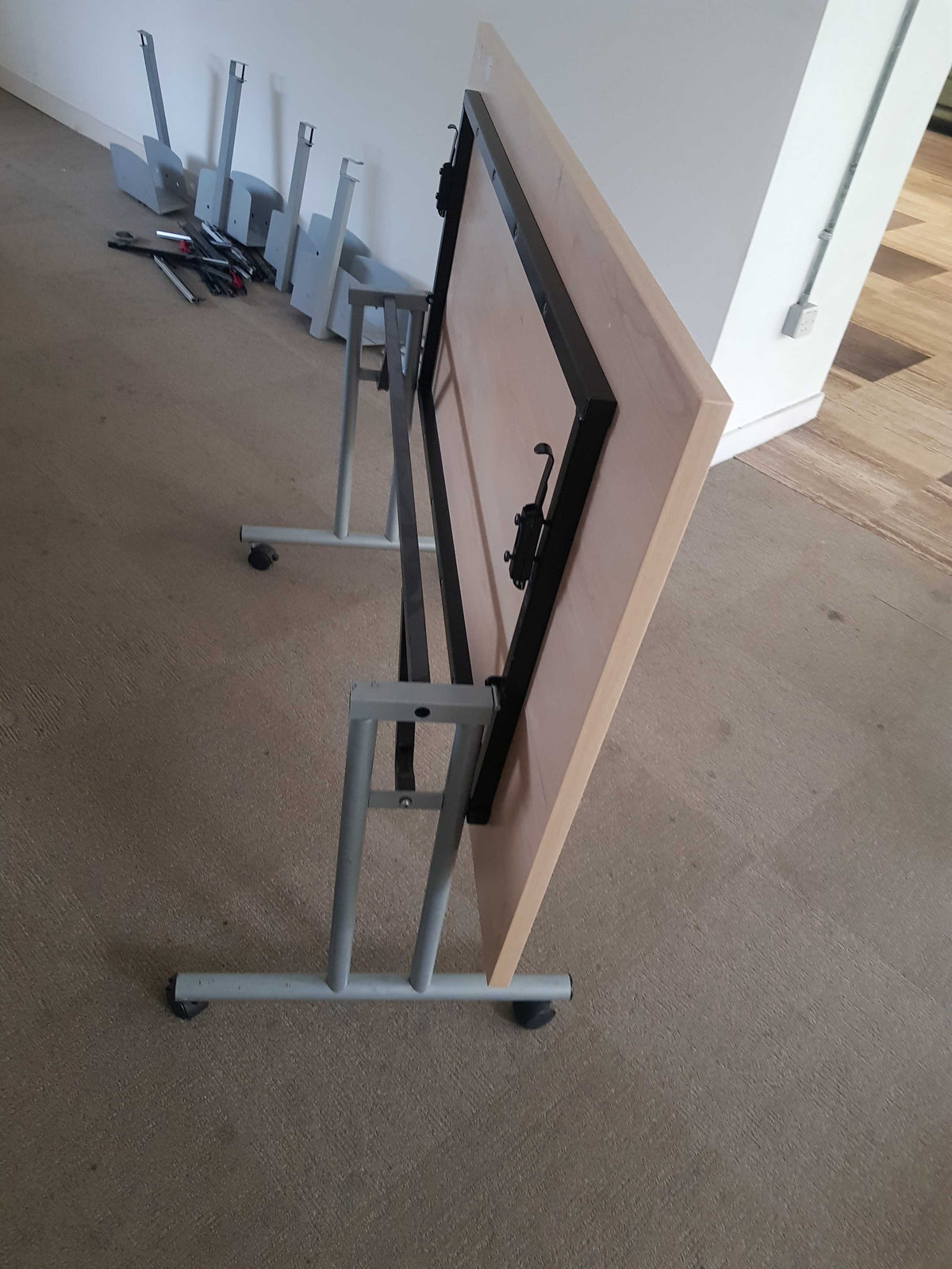 Used Beech Finish Folding Office Table - Computer Workstation Table, 160cm x 80cm