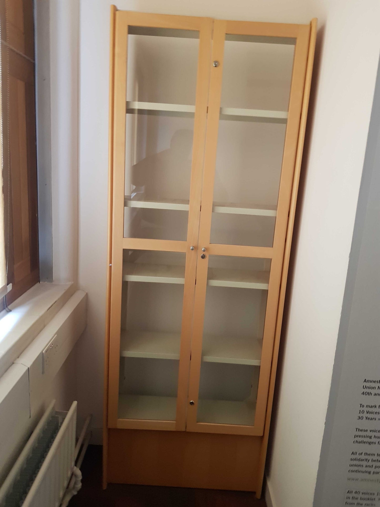 Glass Cabinet Display Case, Wood finish Tall Bookshelf H=210cm W=76cm D=29cm, 27cm