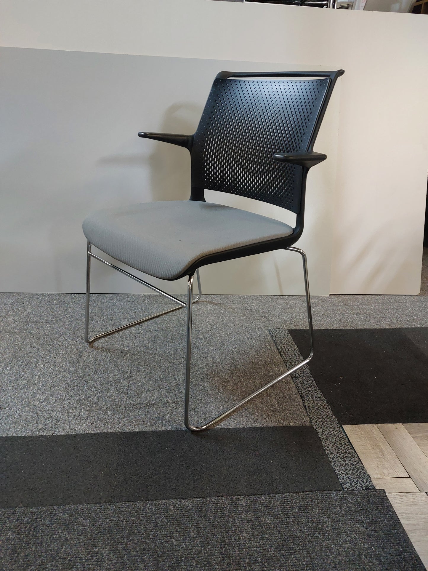 Used Senator Meeting Chair Fabric Grey Black Stackable