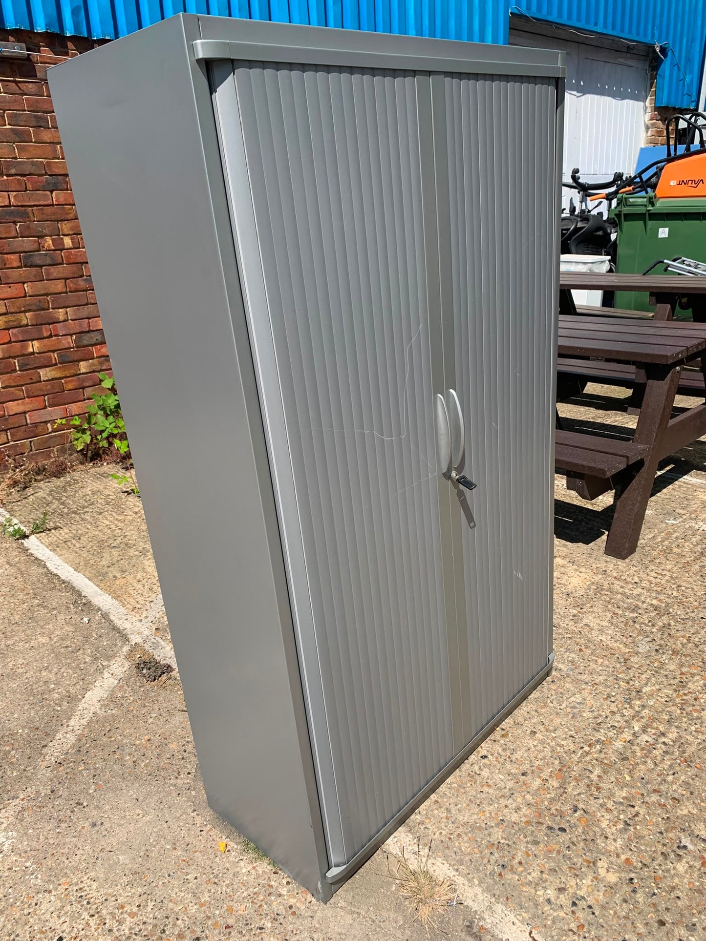 Used Silver Metal Double Door Tambour