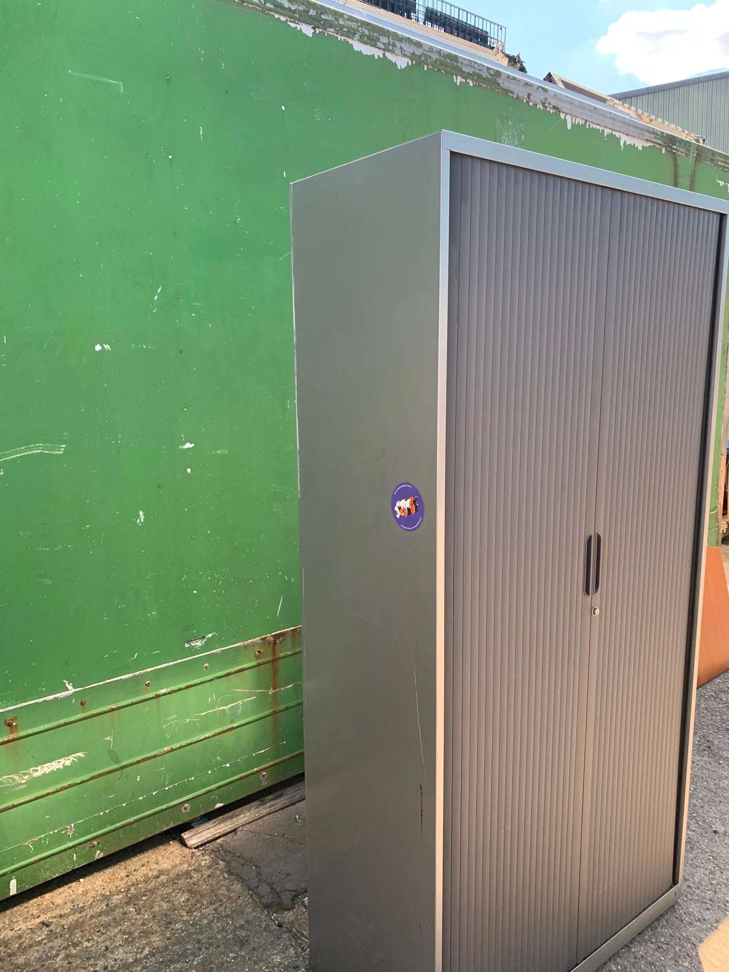 Second Hand Silver Metal Double Door Tambour