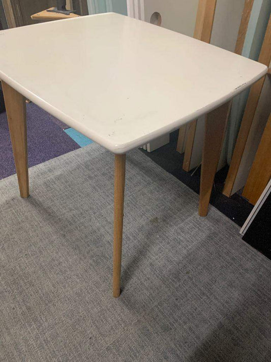 Used white and oak dining table 70cm x 80cm x 74cm