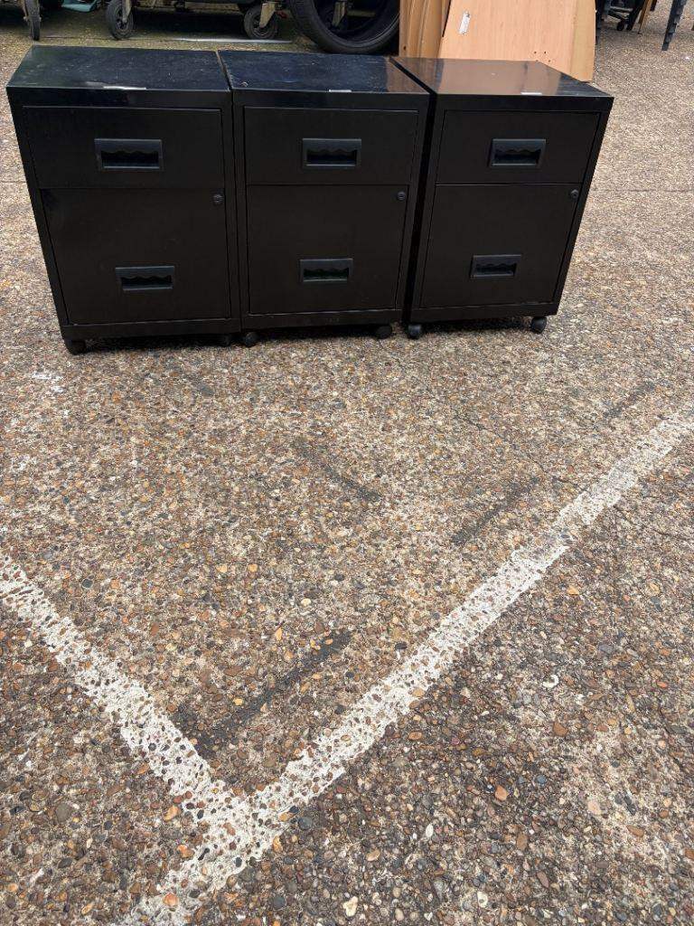 Second hand 2 drawer black pedestal under desk drawer office storage