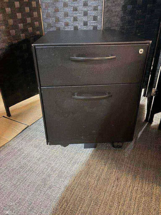 Used office pedestal two drawer black metal H=52cm W=42cm D=54cm