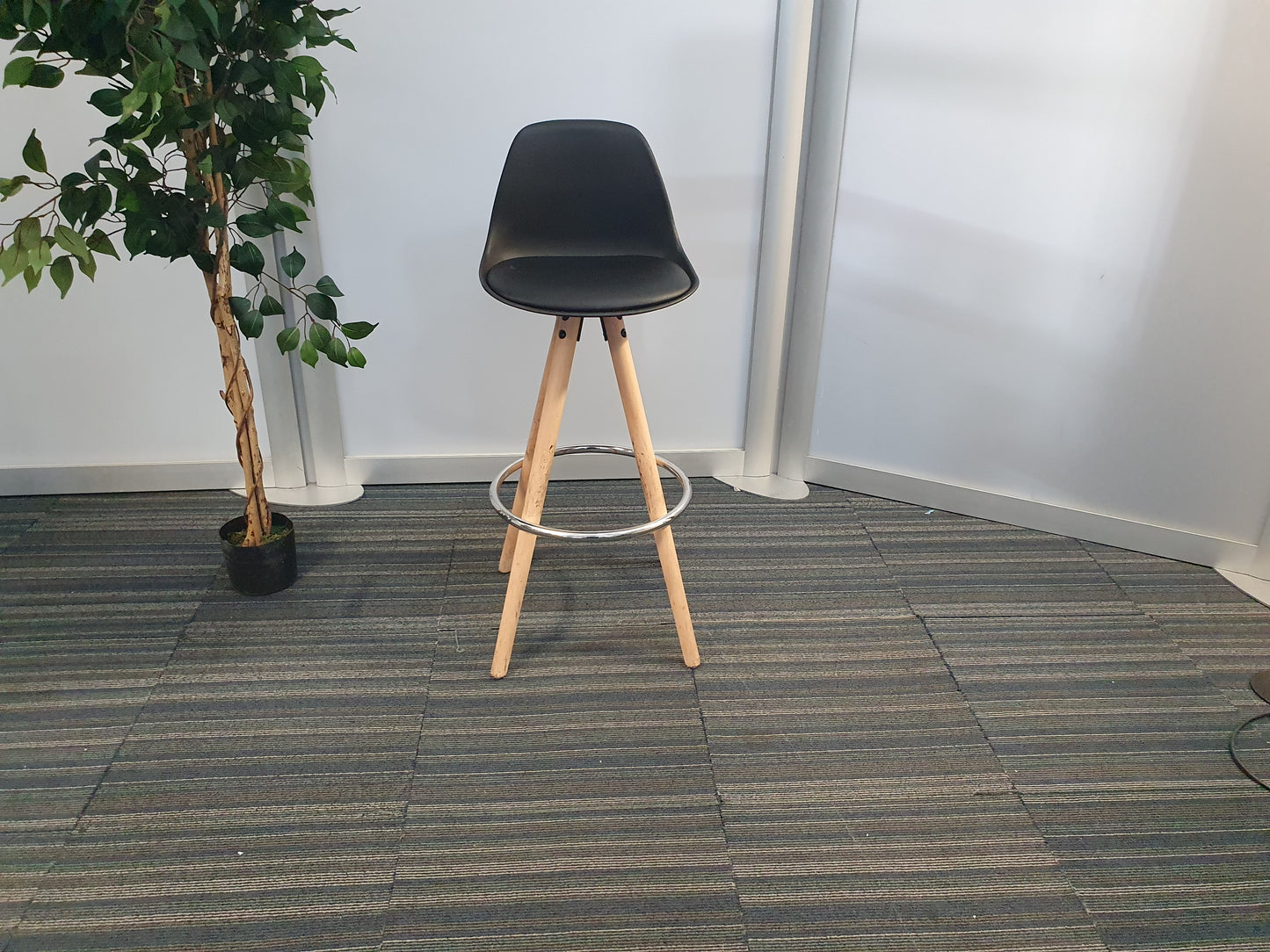 Black stool set dining kitchen breakfast bar stools with padded seat, fixed height