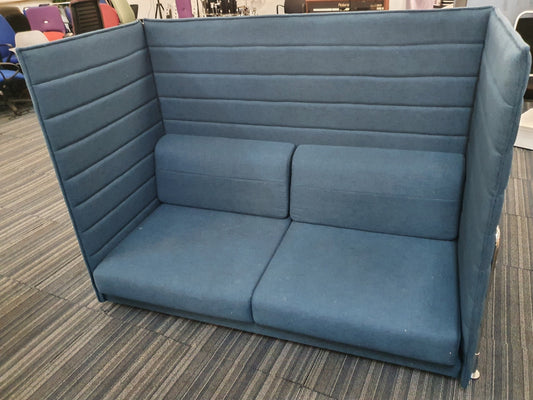 Office blue teal reception breakout acoustic sofa H:120cm W :160cm D:90cm