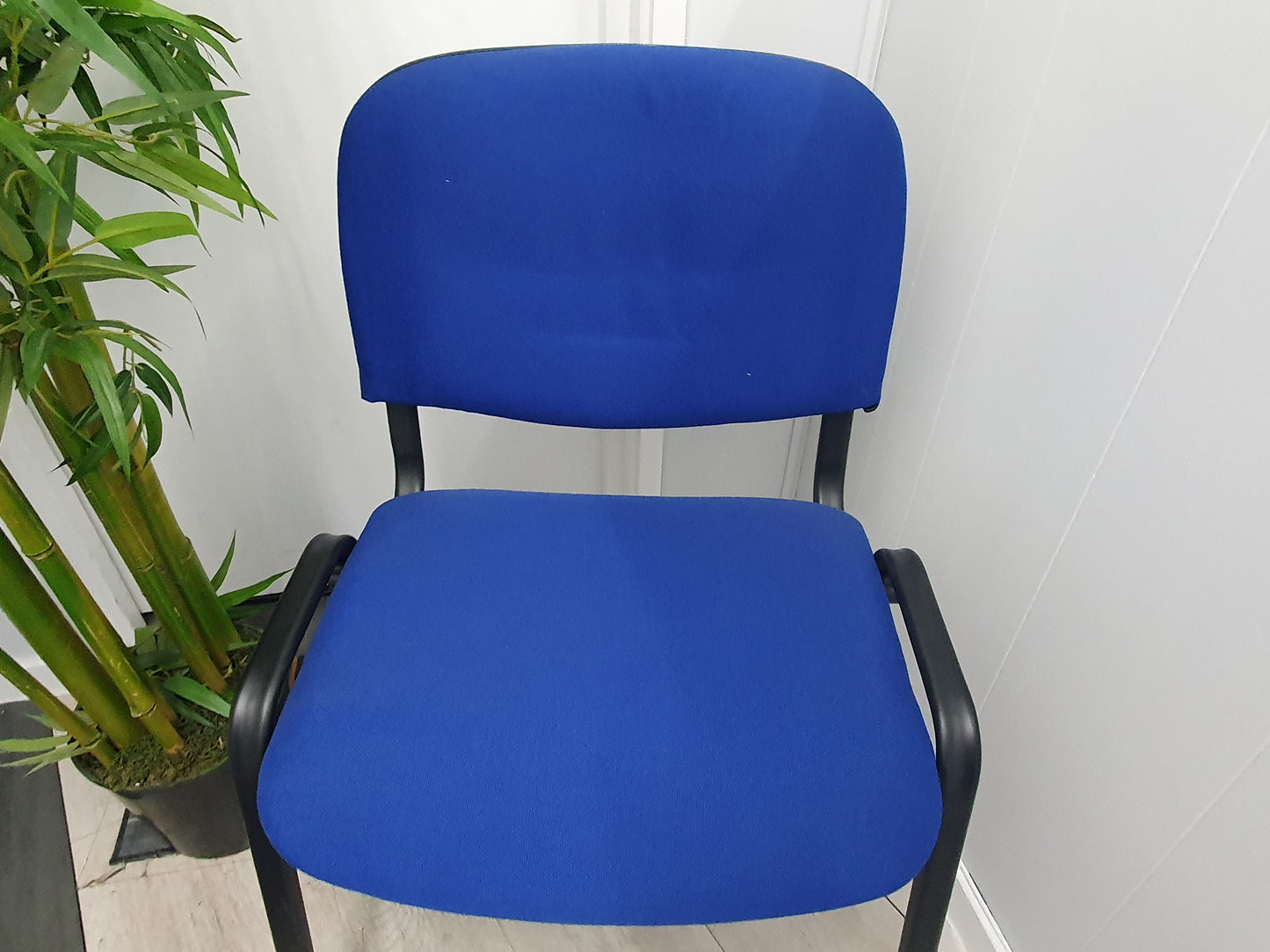 Blue office stacking black frame reception four leg meeting classroom conference chairs