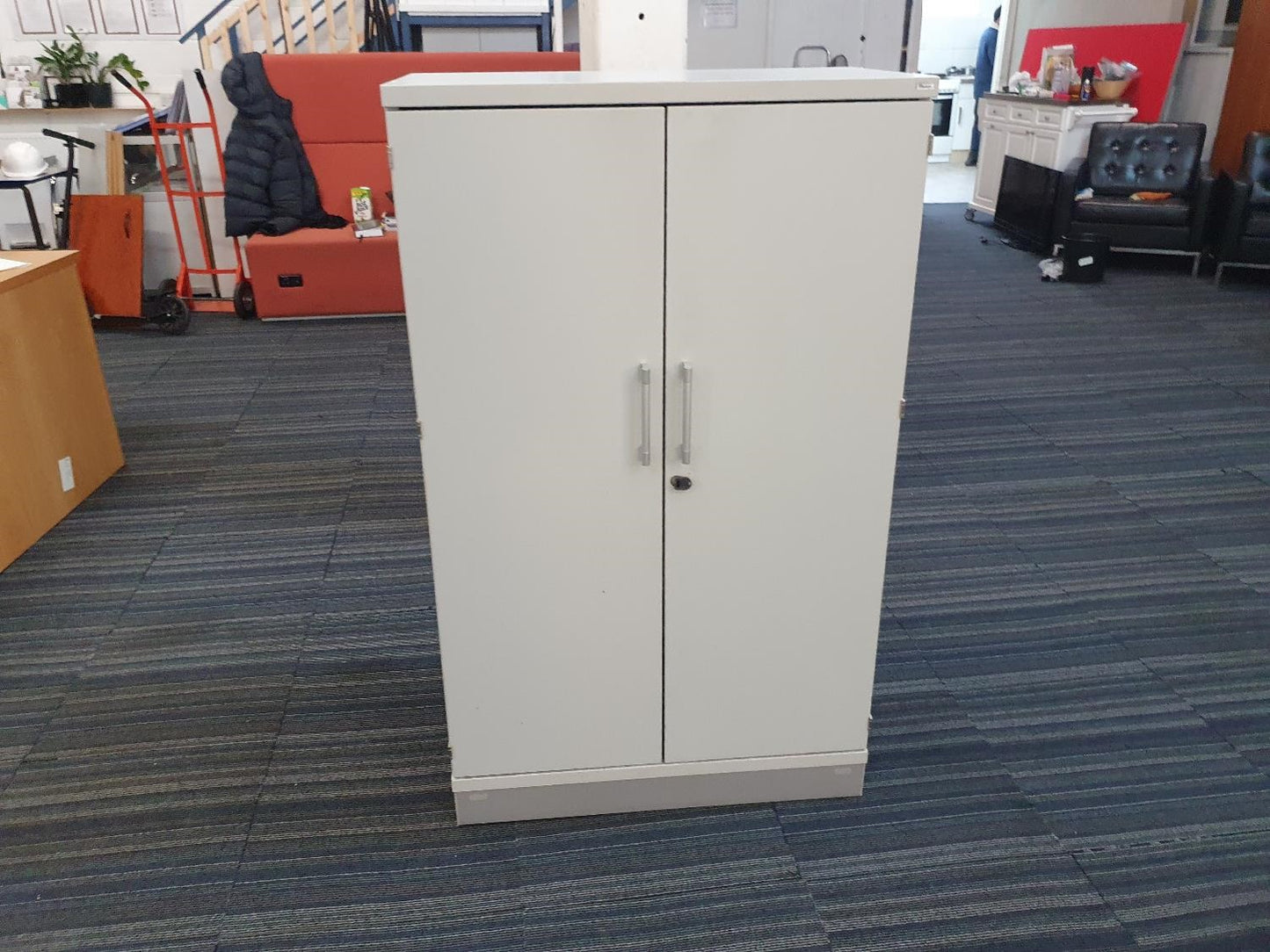 Used cabinet office white 2 door 150cm height …Not this one but similar