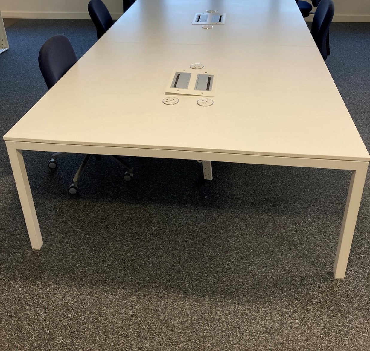 Used Desking Bench System Four Person Pod White 280cm x 167cm