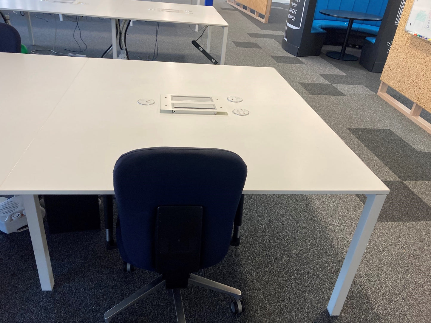 Used Desking Bench System Four Person Pod White 280cm x 167cm