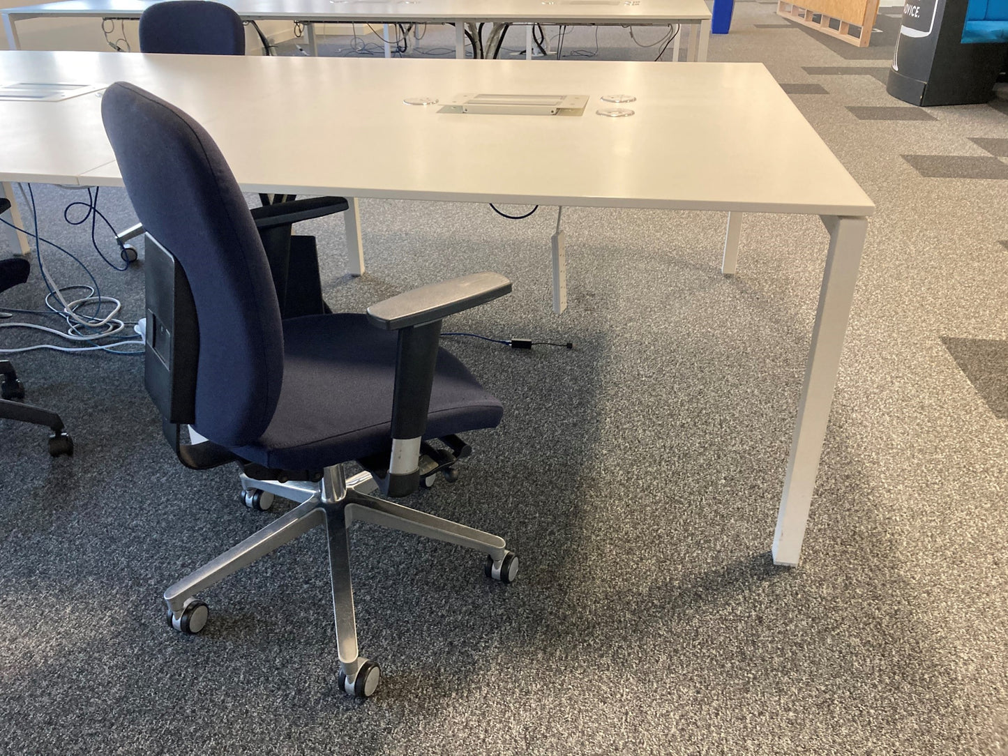 Used Desking Bench System Four Person Pod White 280cm x 167cm