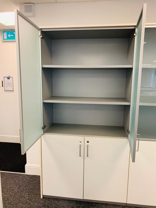 White glass bookshelves large cupboard