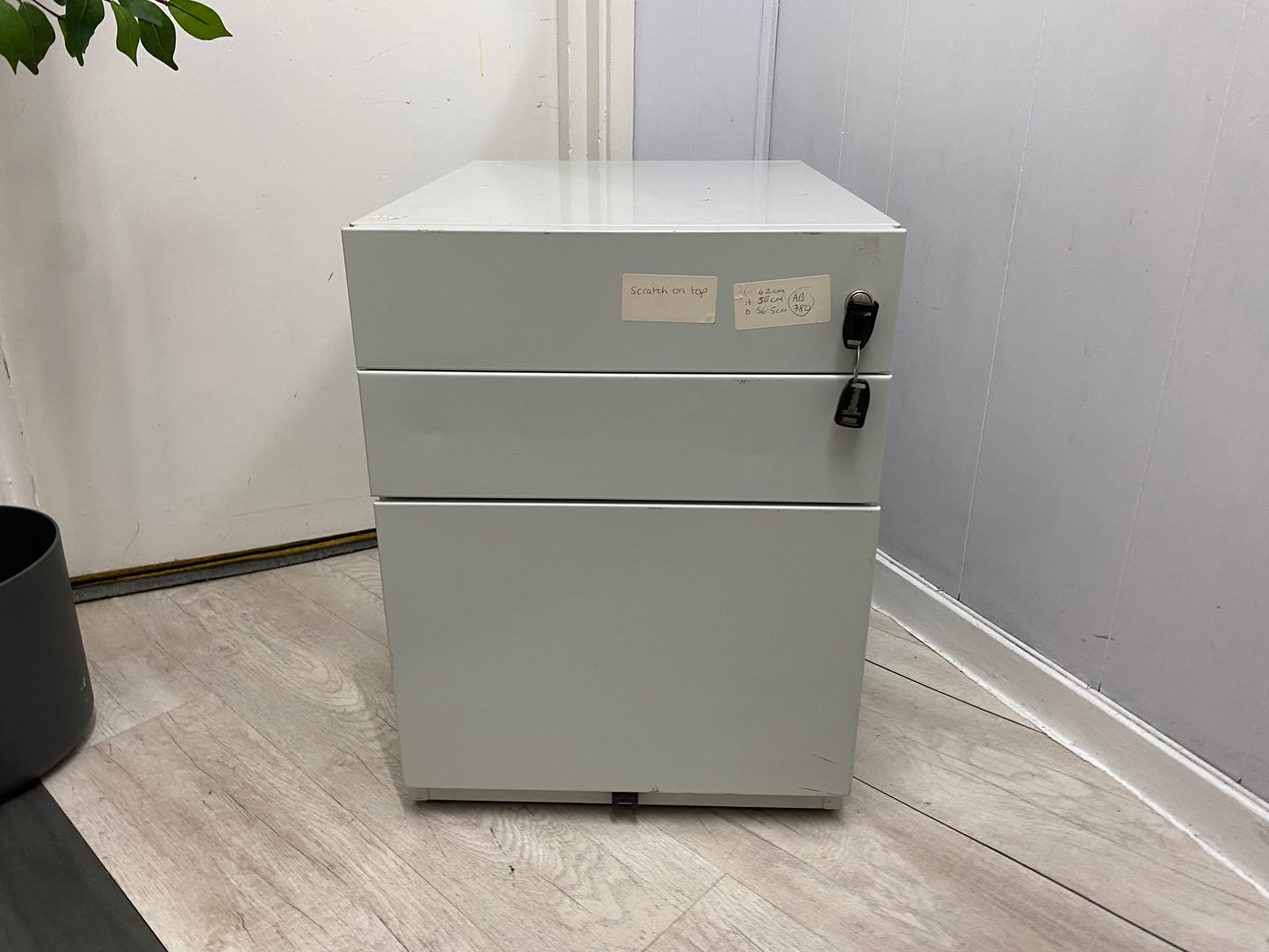Pale Grey Office Under Desk Drawer, W= 42cm H= 56cm D= 56.5cm