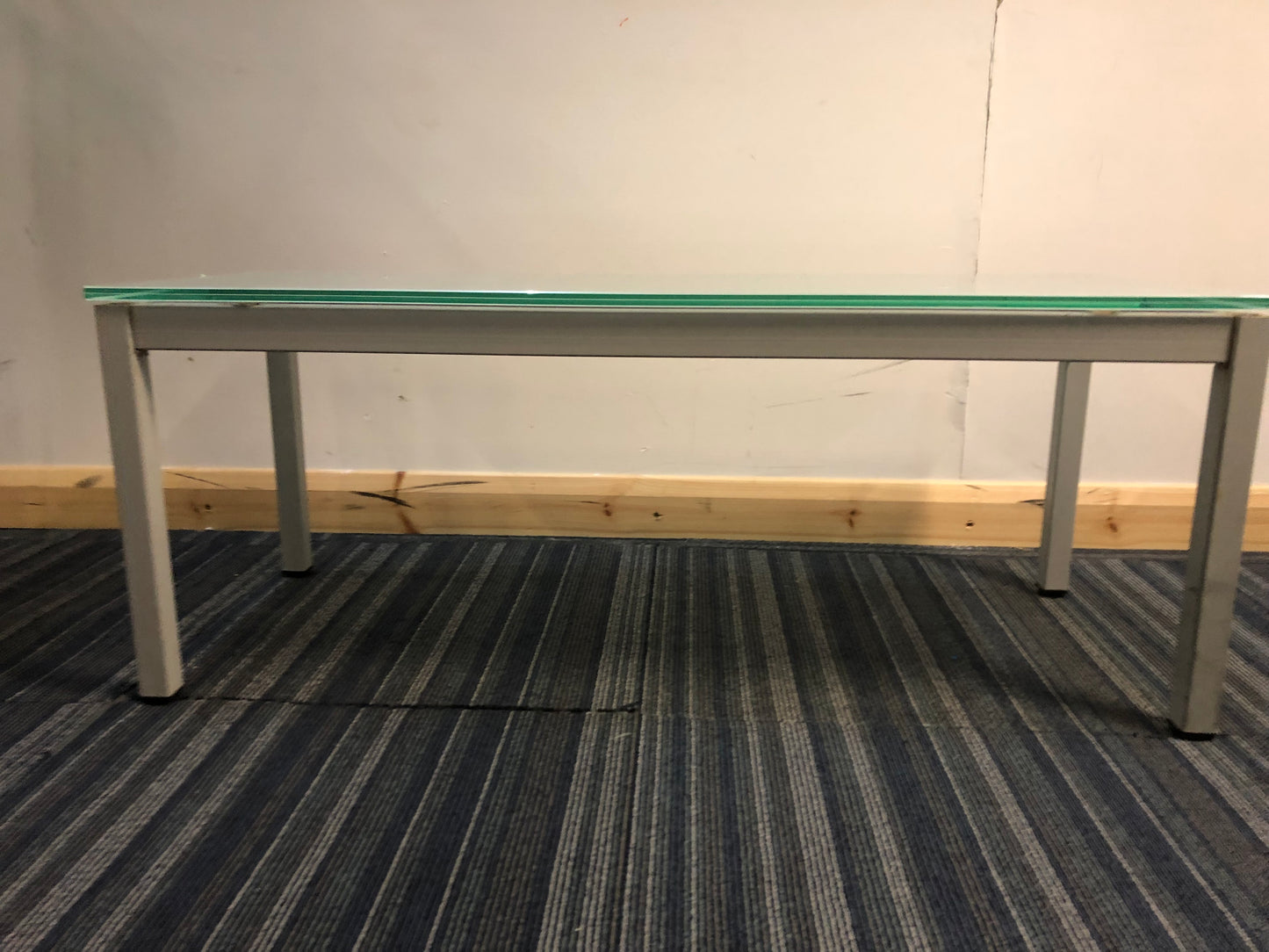 Blue Hued Glass Table (W= 98cm D= 38cm H= 40cm)