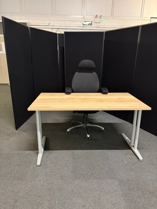 Used rustic single freestanding office computer desk 140cm x 80cm