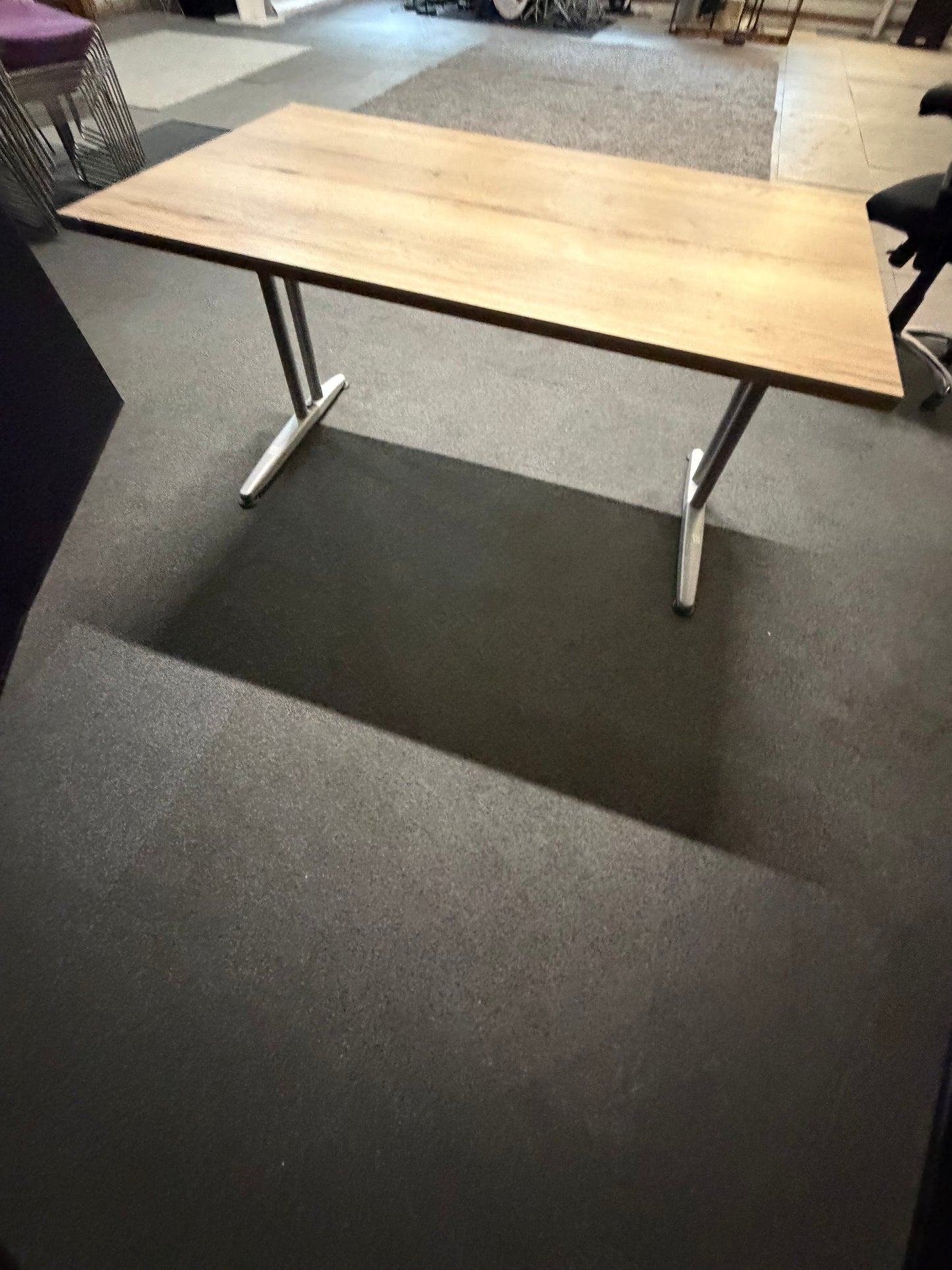 Used rustic single freestanding office computer desk 140cm x 80cm