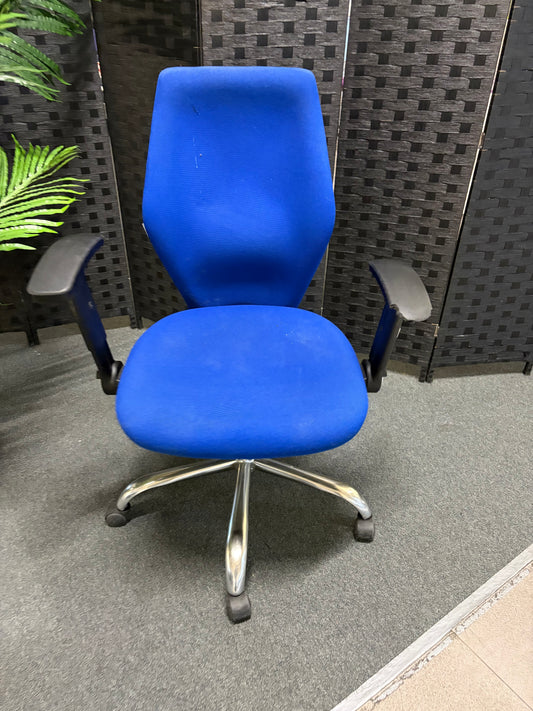 Used Office chair adjustable ergonomic blue swivel
