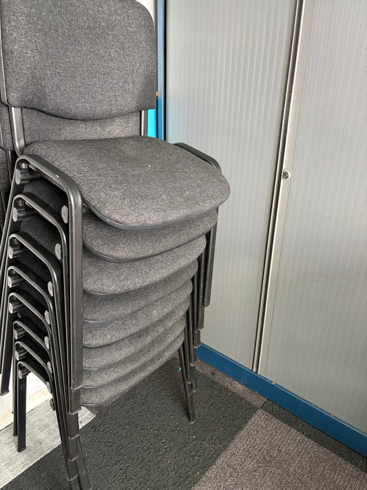 Used conference stacking stick leg stackable office chair grey