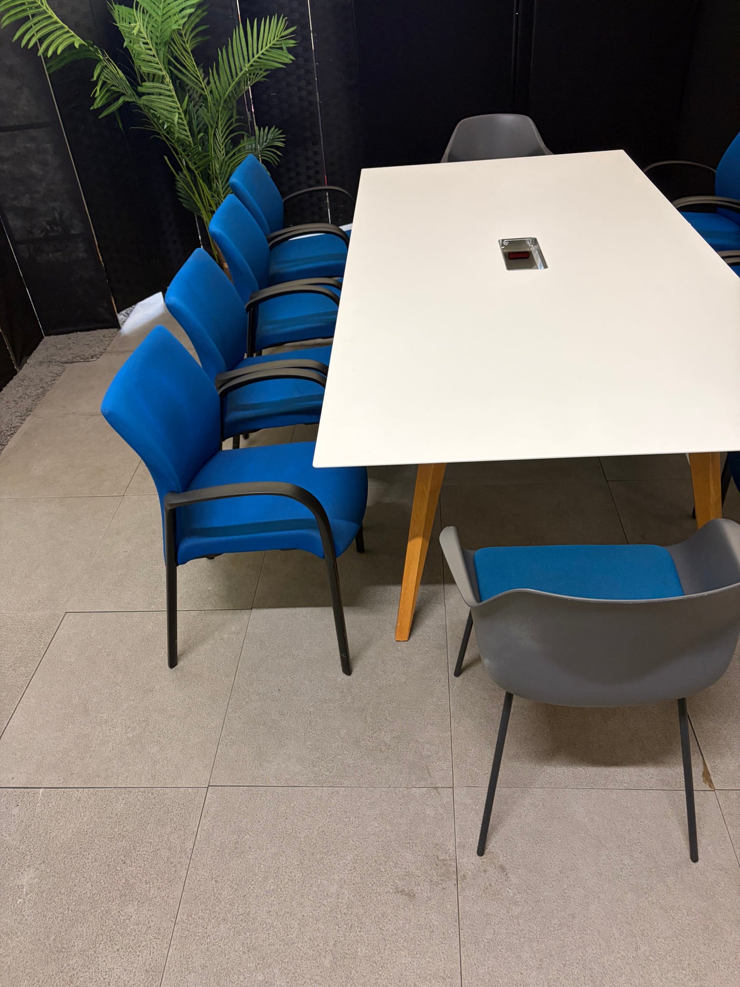 Used boardroom meeting Extra large white conference rectangular table wooden legs 240cm x 120cm
