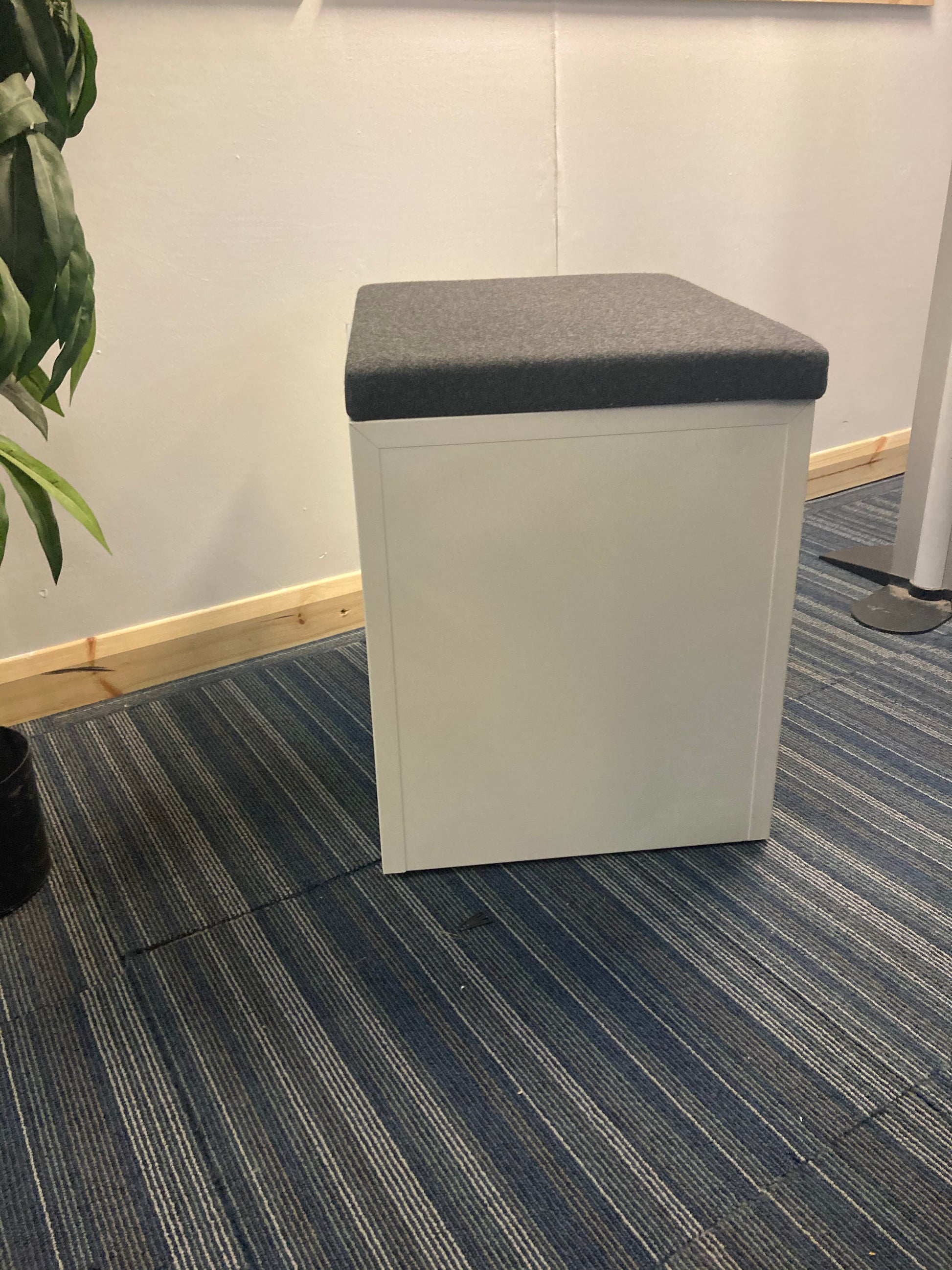 Back of white drawer with integrated seating