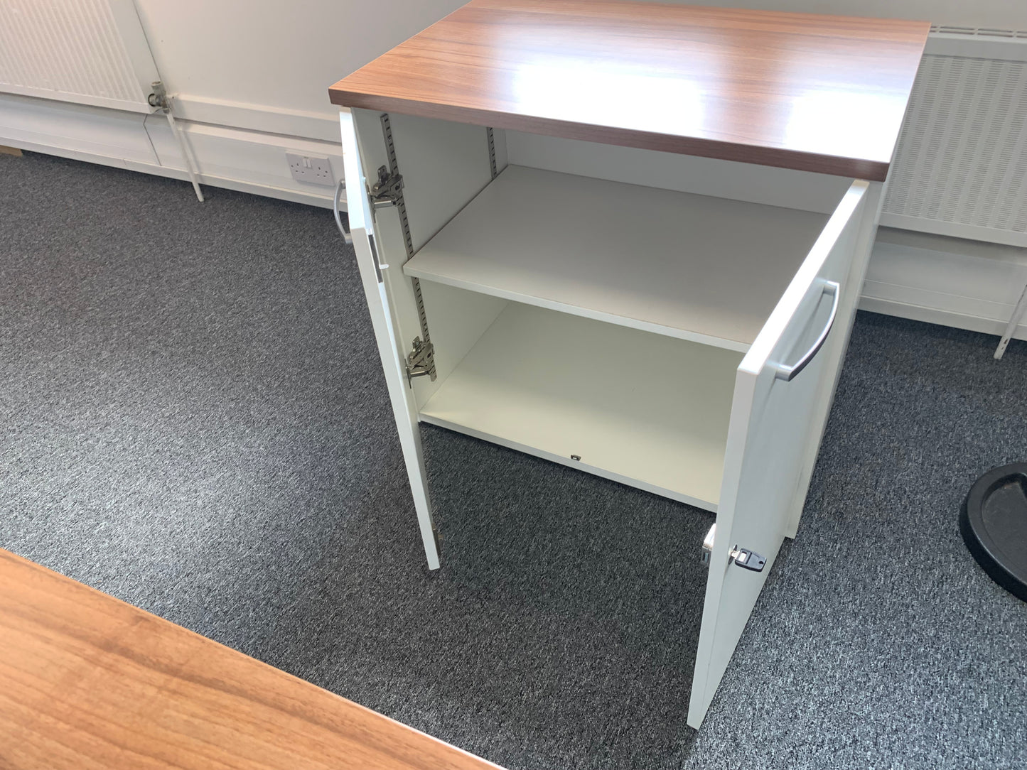 Used credenza Office Cupboard boardroom storage white walnut top H73cm W80 cm D53cm