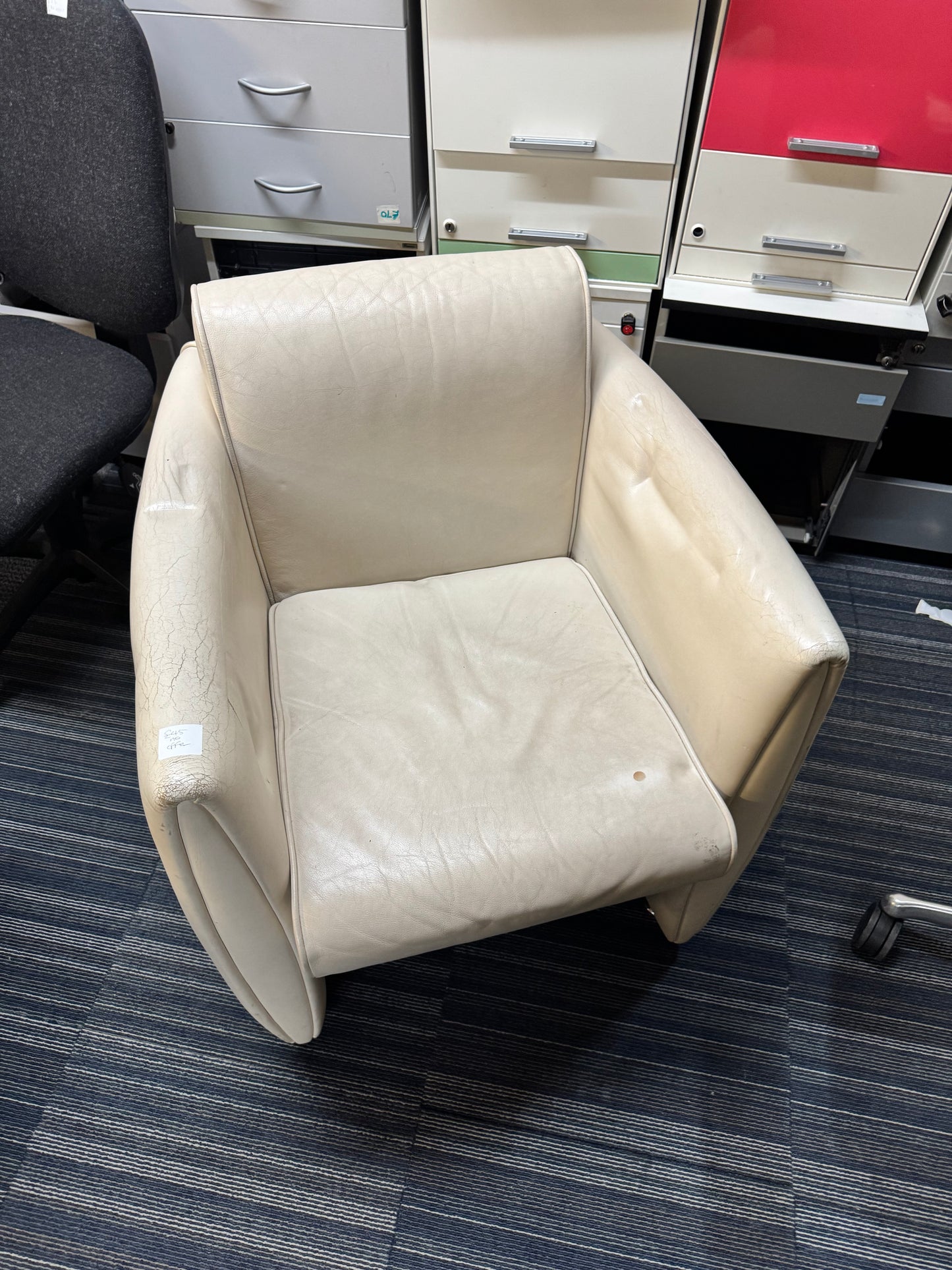 Leather Cream single sofa chair by BOSS