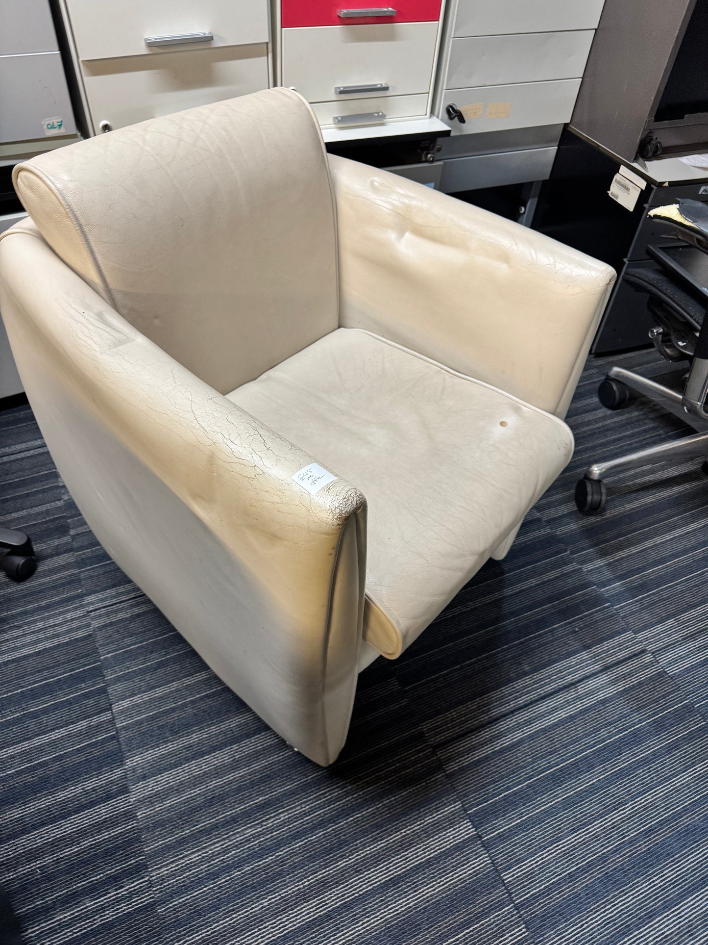 Leather Cream single sofa chair by BOSS