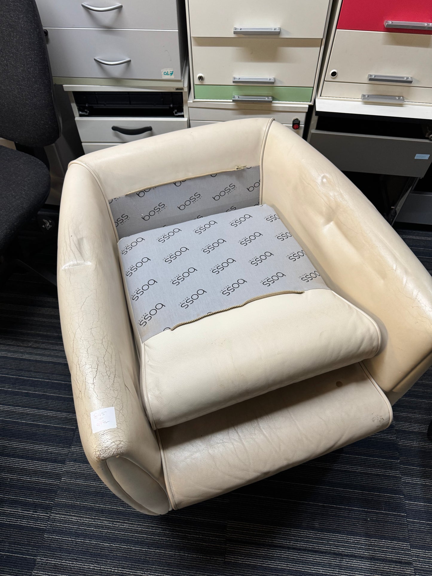 Leather Cream single sofa chair by BOSS