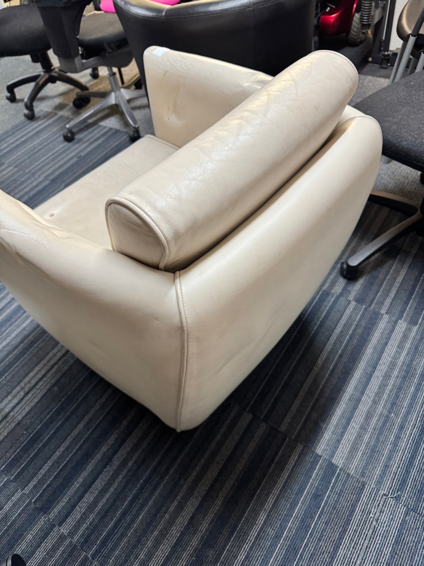 Leather Cream single sofa chair by BOSS