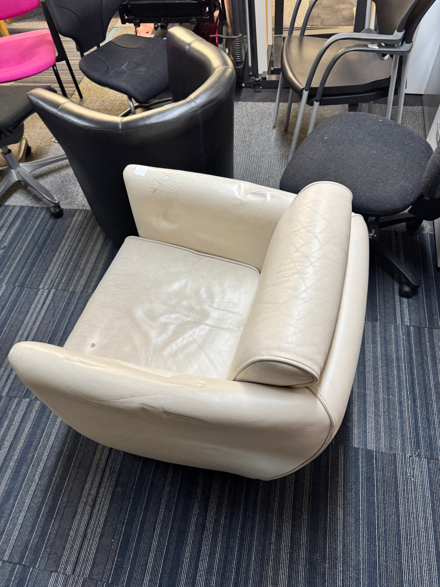 Leather Cream single sofa chair by BOSS