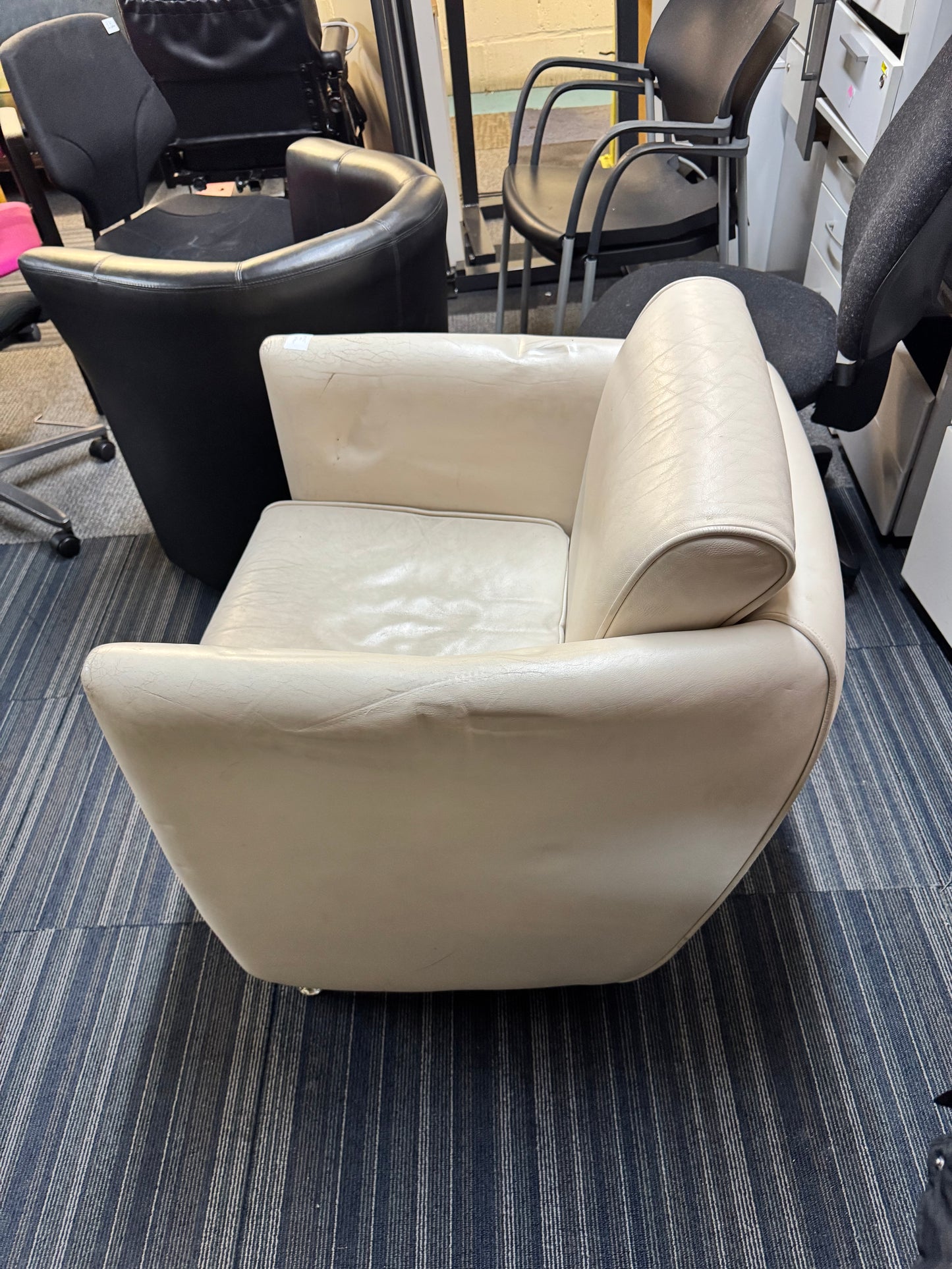 Leather Cream single sofa chair by BOSS