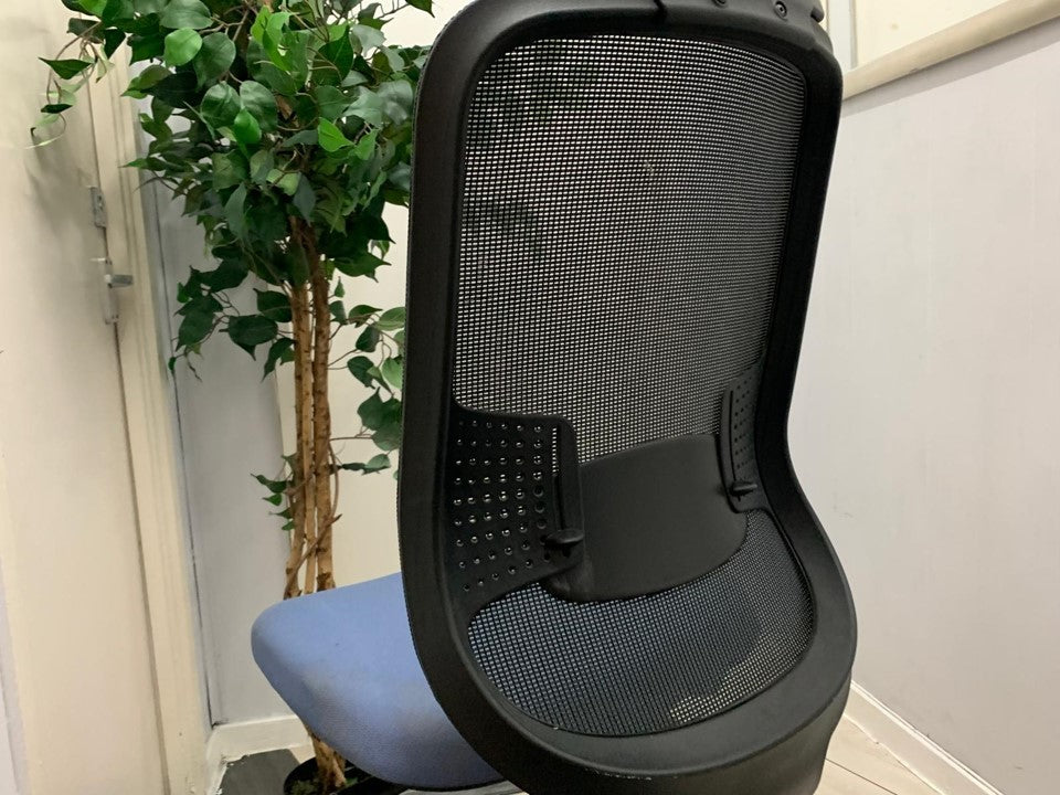 Blue Armless Mesh back office swivel chair