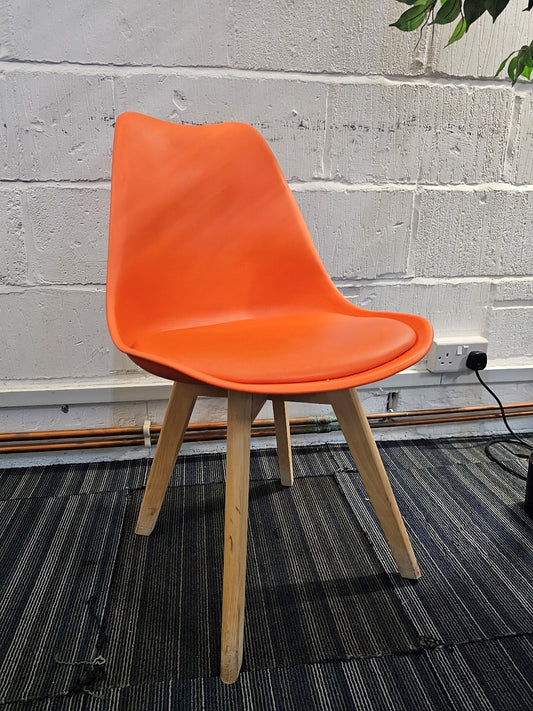 Moulded Coloured Dining Chair by Mmilo Eiffel Style with Plastic Padded Seat