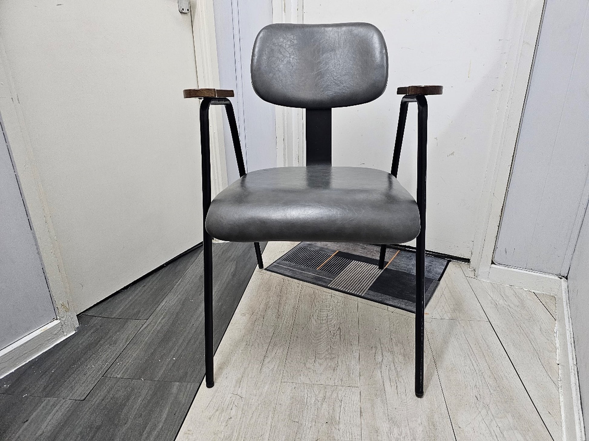 Santino Grey leather waiting room chair
