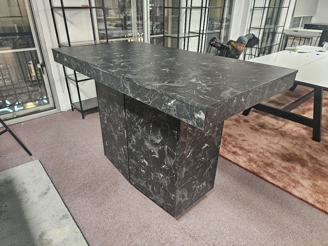 Marble-look High Breakfast Bar Kitchen Island
